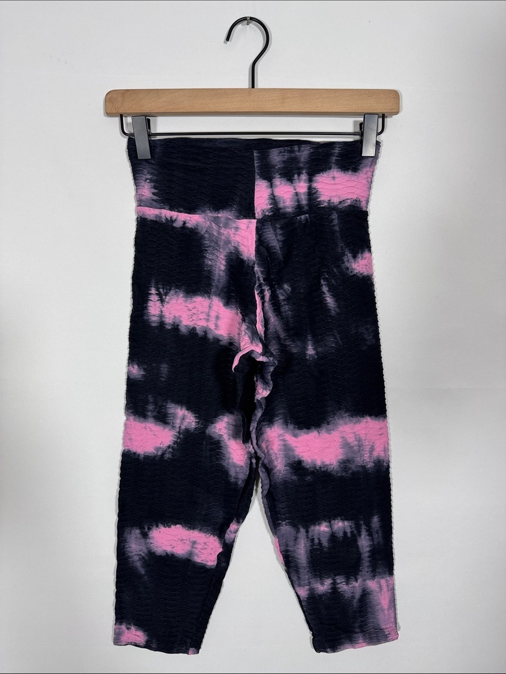 WAP20 "Booty by Brabants" Black Pink Tie Dye Textured Yoga Leggings Pants